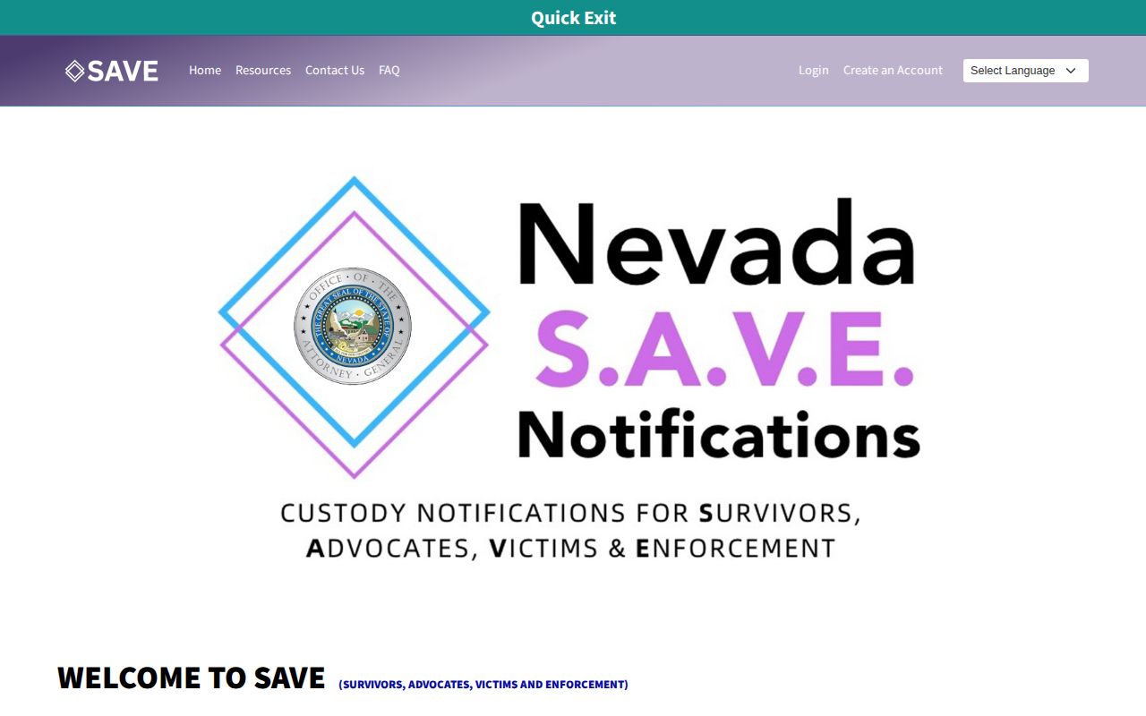 Nevada SAVE search for a Carson City VINE inmate check