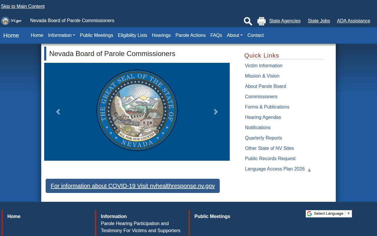 Nevada parole and probation source for Carson City post-release supervision